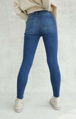 PacSun Dark Blue Distressed High Waisted Jeggings | PacSun