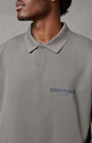 Essentials Fear Of God Essentials Cement Long Sleeve Polo Shirt | PacSun