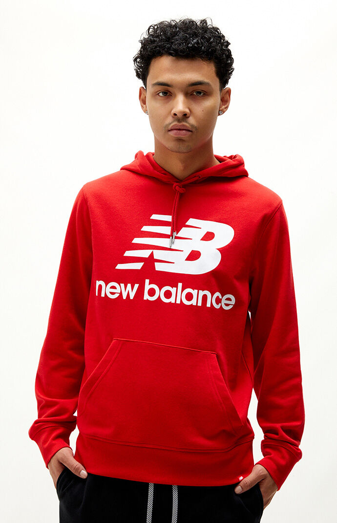 New Balance Mens Essentials Stacked Hoodie - Red size Large | AccuWeather  Shop