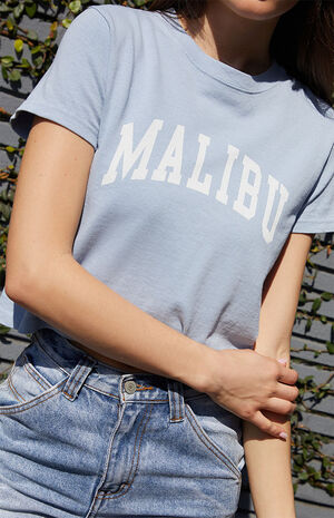 White and Blue Graphic Tee, Malibu Blue T-Shirt