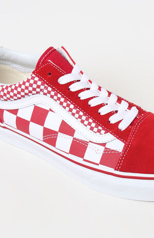 Vans Red Mix Checker Old Skool Shoes | PacSun | PacSun