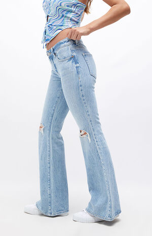 PacSun Eco Light Blue Ripped Low Rise Flare Jeans | PacSun