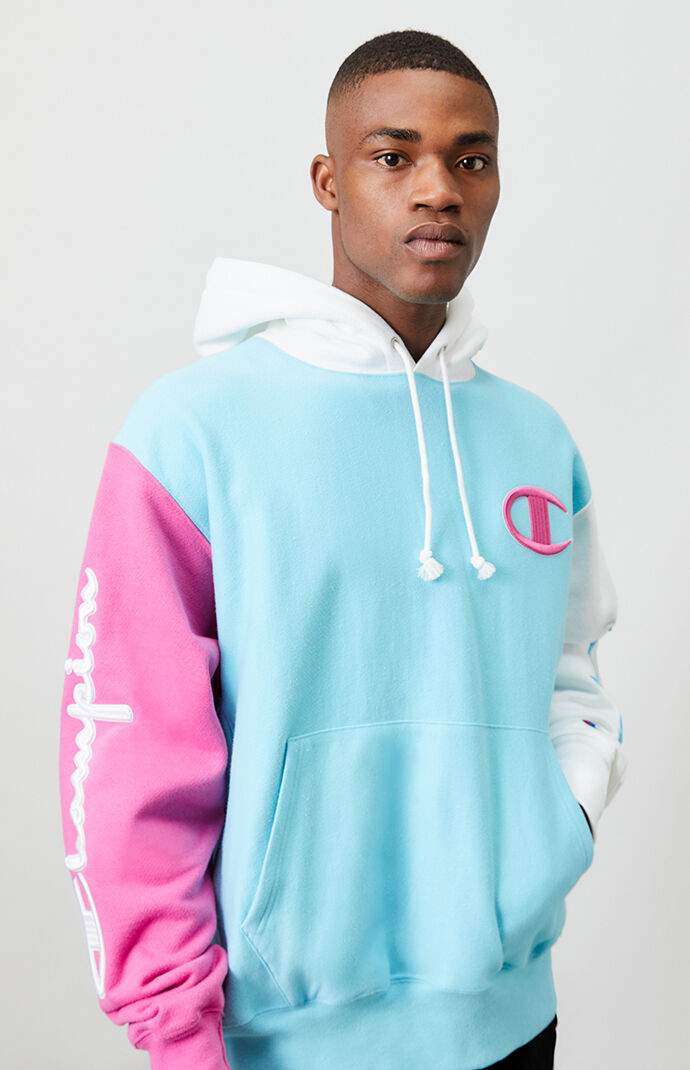 green and pink champion hoodie