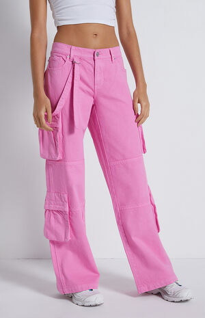 Trendy Pink Cargo Pants For Fall