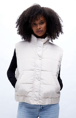 PacSun Off White Oversized Puffer Vest | PacSun
