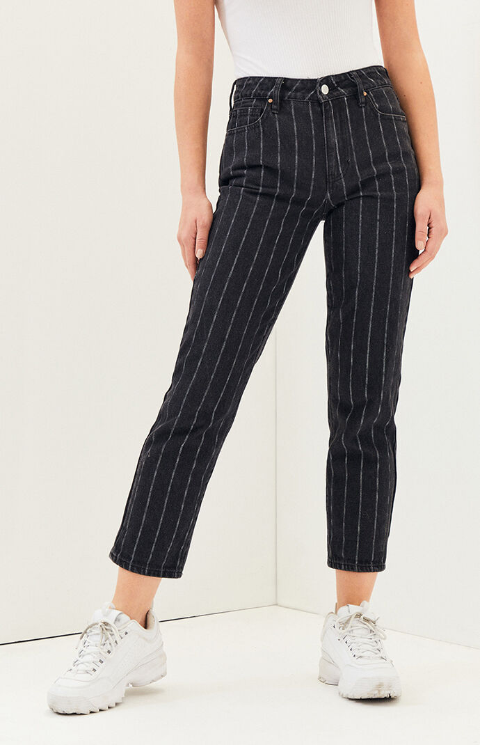 striped black jeans
