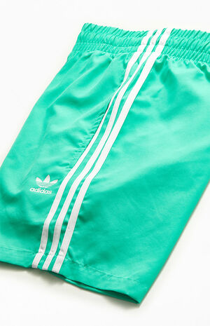 adidas Green 3-Stripes 17" Swim Trunks | PacSun