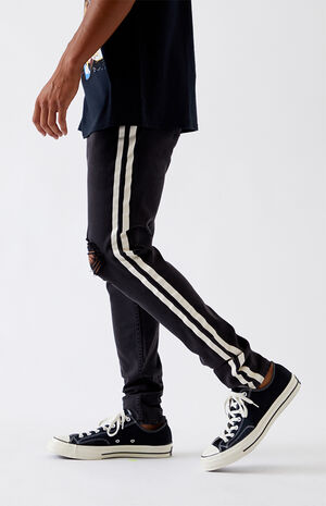 Side Stripe Ripped Stacked Skinny Jeans | | PacSun