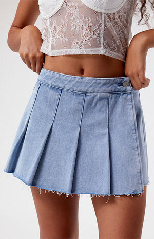 PacSun Mid Rise Pleated Denim Mini Skirt | PacSun