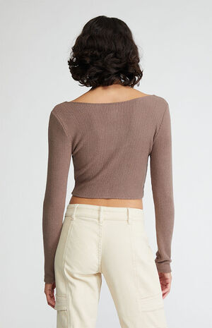 Long-Sleeve Bustier-Effect Sweater, Regular