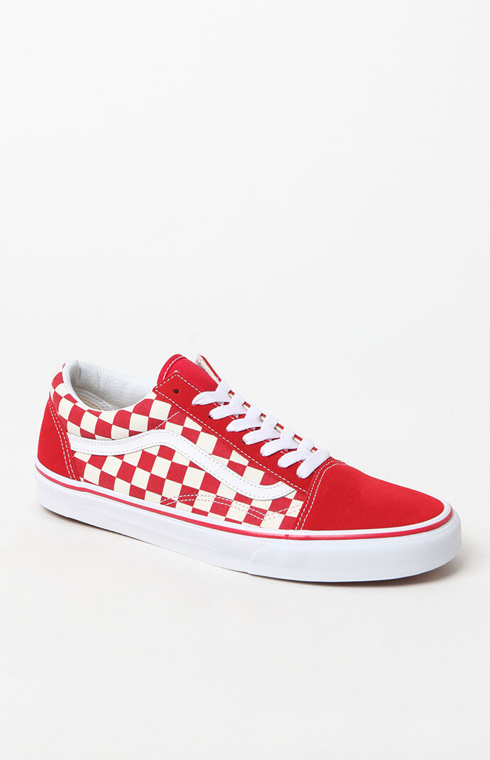 Vans Checker Old Skool Red & White Shoes | PacSun