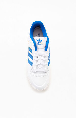 adidas Women's White & Blue Forum Bonega Sneakers | PacSun