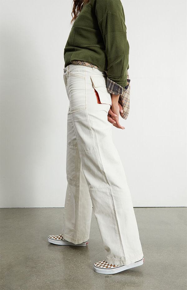PacSun Off White Extreme Baggy Cargo Pants | PacSun