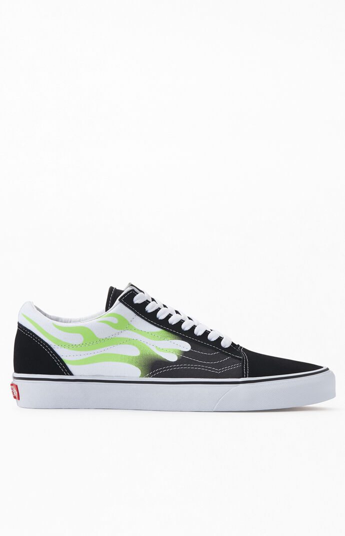 black and white flames vans