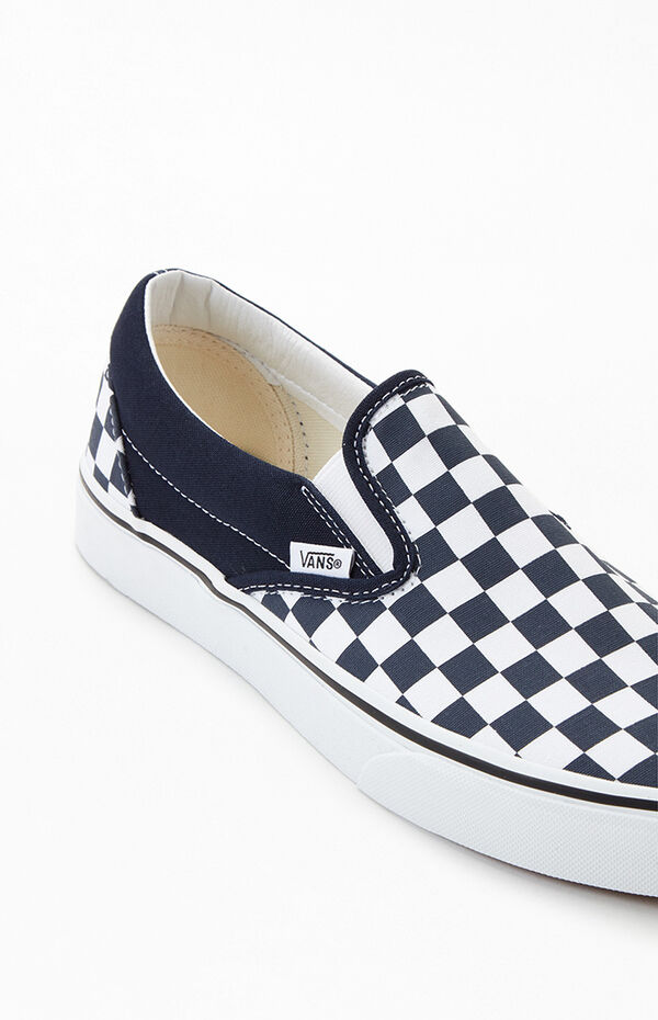 Vans Classic Checkerboard White & Navy Slip-On Shoes | PacSun