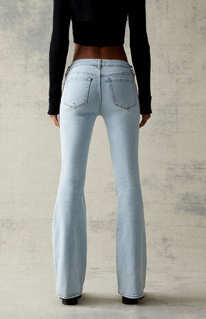 PacSun Light Blue Ripped Stretch Low Rise Flare Jeans | PacSun