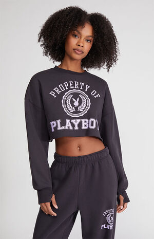 Playboy By PacSun Crest Wide Neck Cropped Sweatshirt | PacSun