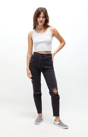 PacSun Eco Black Distressed Ultra High Waisted Slim Fit Jeans | PacSun
