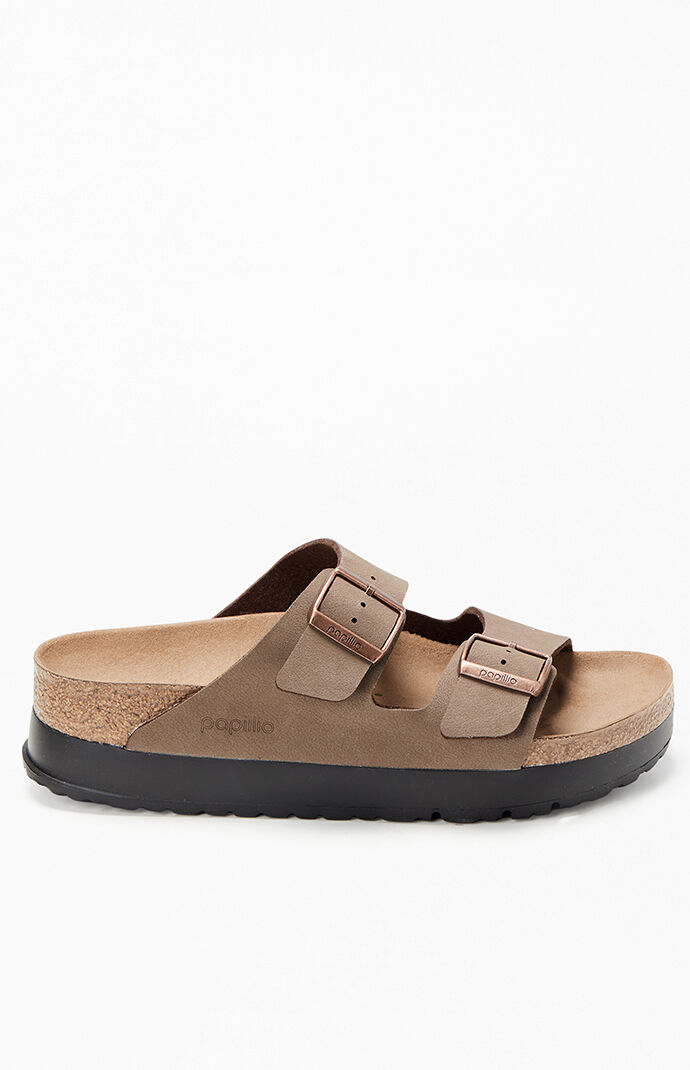 Birkenstock Women's Arizona Vegan Leather Platform Sandals Mocha