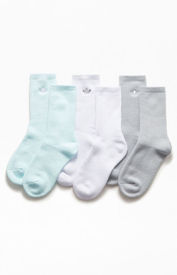 adidas 3 Pack Blue & White OG Comfort Crew Socks | PacSun