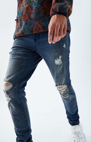 PacSun Dark Ripped Stacked Skinny Jeans | PacSun