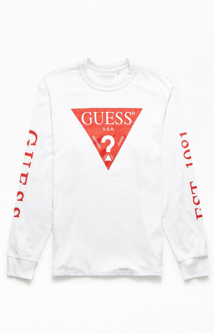 Guess Triangle Logo Long Sleeve T-Shirt | PacSun