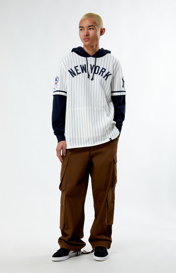 Product Detail  '47 PINSTRIPE DOUBLE HEADER SHORTSTOP PULLOVER HOOD -  White - S