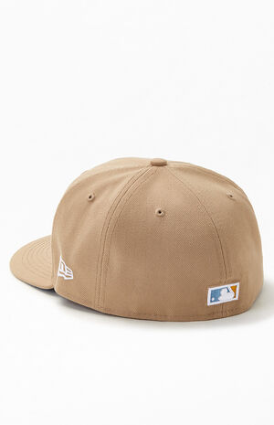 LA Dodgers New Era 5950 Basic Fitted Hat - Brown/W