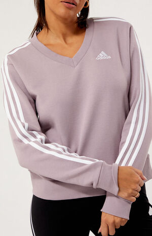 adidas Lavender 3-Stripes V-Neck Sweatshirt | PacSun