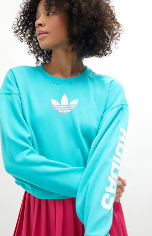 adidas Mint Logo Cropped Crew Neck Sweatshirt | PacSun