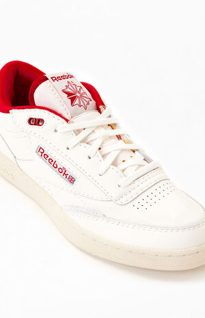 Reebok Club C Mid II Vintage White & Red shoes | PacSun