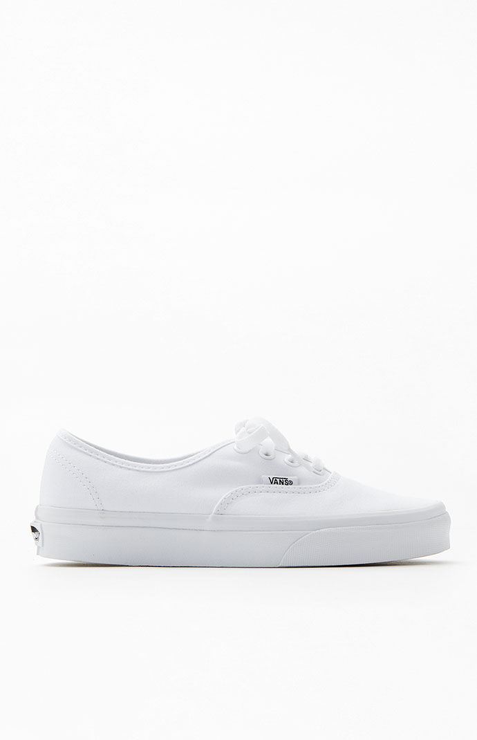 all white authentic vans
