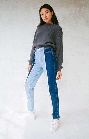 PacSun Eco Two-Tone Cut & Sew Mom Jeans | PacSun