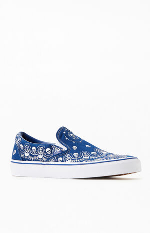Vans Blue Classic Slip-On Bandana Shoes | PacSun
