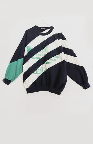 GOAT Vintage Upcycled Striped Adidas Crew Neck Sweatshirt | PacSun