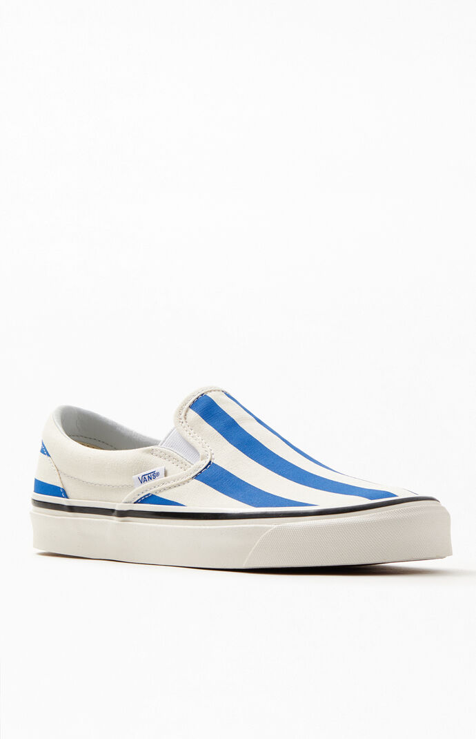 Vans White & Blue Striped Anaheim Factory Slip-On 98 DX Shoes | PacSun