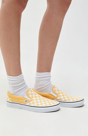 Vans Orange Checkered Classic Slip-On Sneakers | PacSun