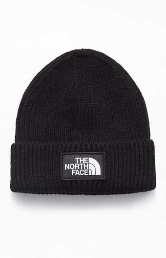 The North Face Black Logo Box Cuffed Beanie | PacSun