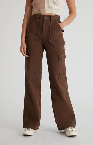 PacSun Brown Ultra High Waisted Cargo Flare Pants | PacSun