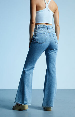 PacSun Eco Medium Blue High Waisted Flare Jeans | PacSun