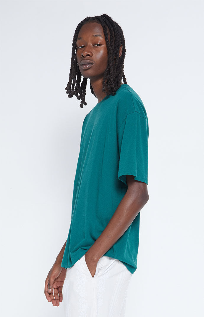 PS Basics Forest Green Solid Oversized Boxy T-Shirt | PacSun