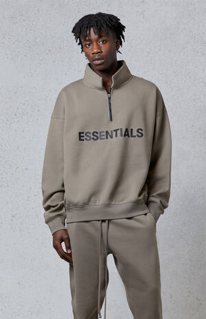 Fear of God Essentials Essentials Taupe Half Zip Sweatshirt | PacSun