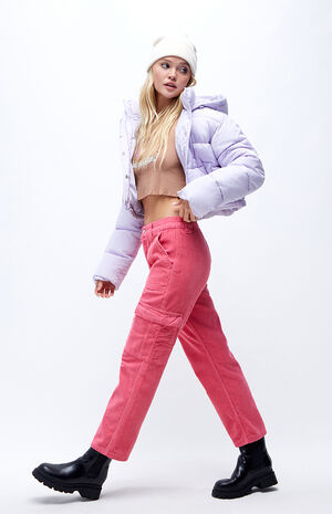 PacSun Lilac Hooded Puffer Jacket | PacSun