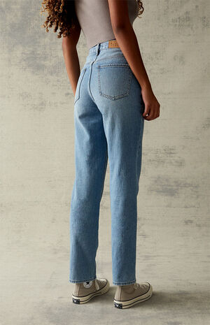 PacSun Medium Blue Asymmetrical Dad Jeans | PacSun
