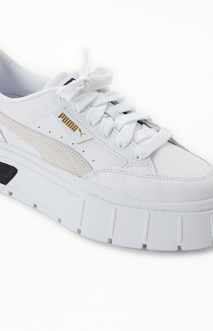 Puma Women's White & Grey Mayze Stacked Sneakers | PacSun