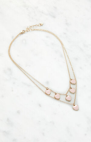 Frasier Sterling x PacSun Pink Heart Layered Necklace | PacSun