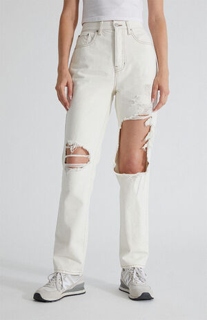 PacSun Eco White Ripped Dad Jeans | PacSun