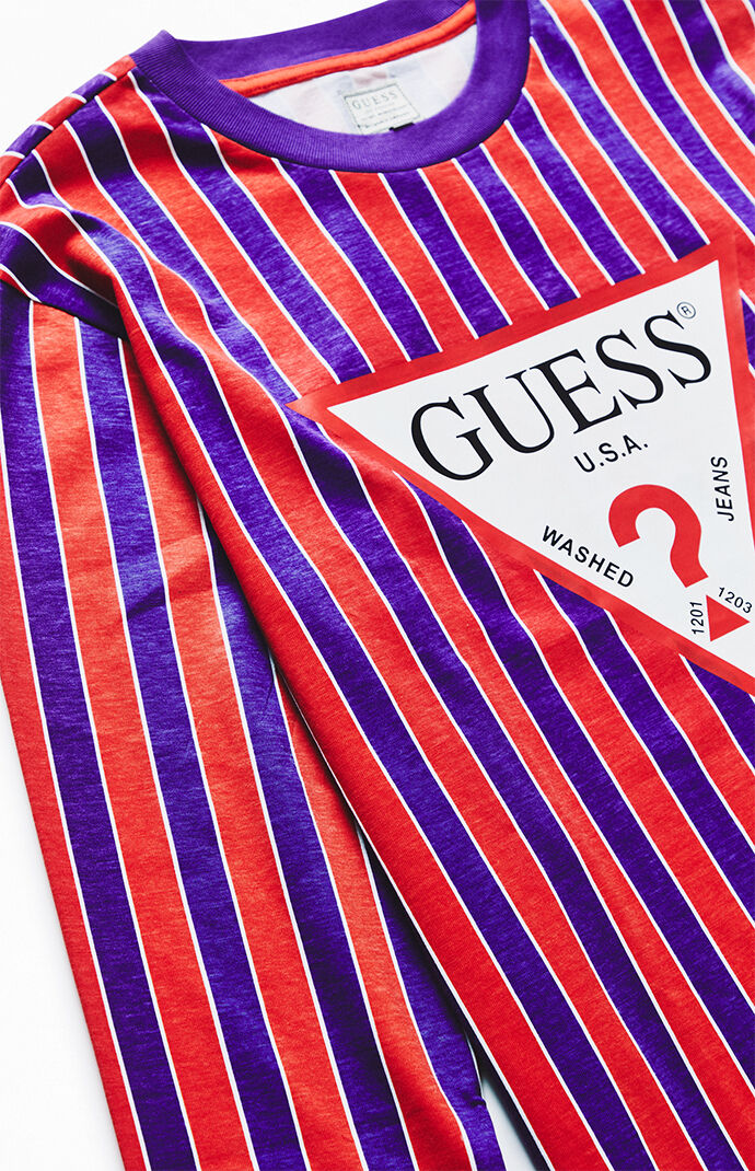 Guess Triangle Logo Striped Long Sleeve T-Shirt | PacSun