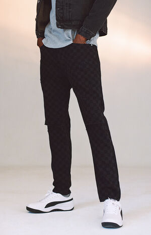 PacSun Black Checkerboard Slim Taper Jeans | PacSun