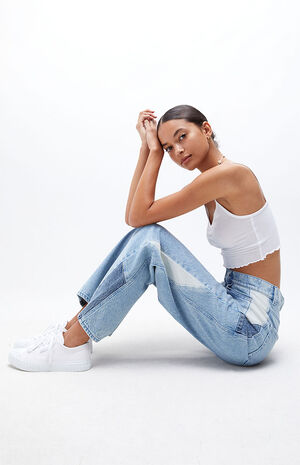 PacSun Eco Two-Tone Side Panel High Waisted Baggy Jeans | PacSun